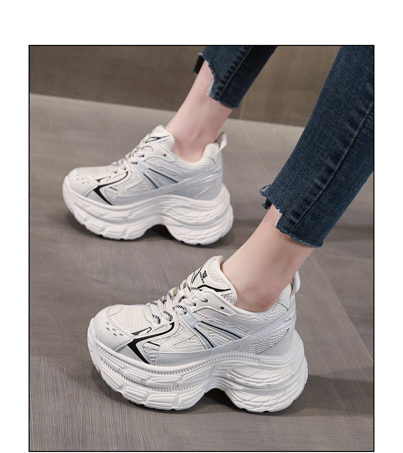 Giày sneaker nữ đế dày chunky lưới thoáng khí tăng chiều cao — màu xanh chi tiết 15
