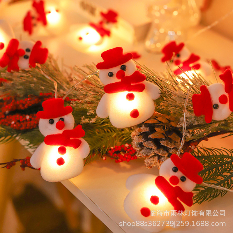 LED muñeco de nieve marioneta de peluche Cadena de luz Santa Claus alces Navidad vacaciones luces decorativas atmósfera diseño pequeñas luces de colores