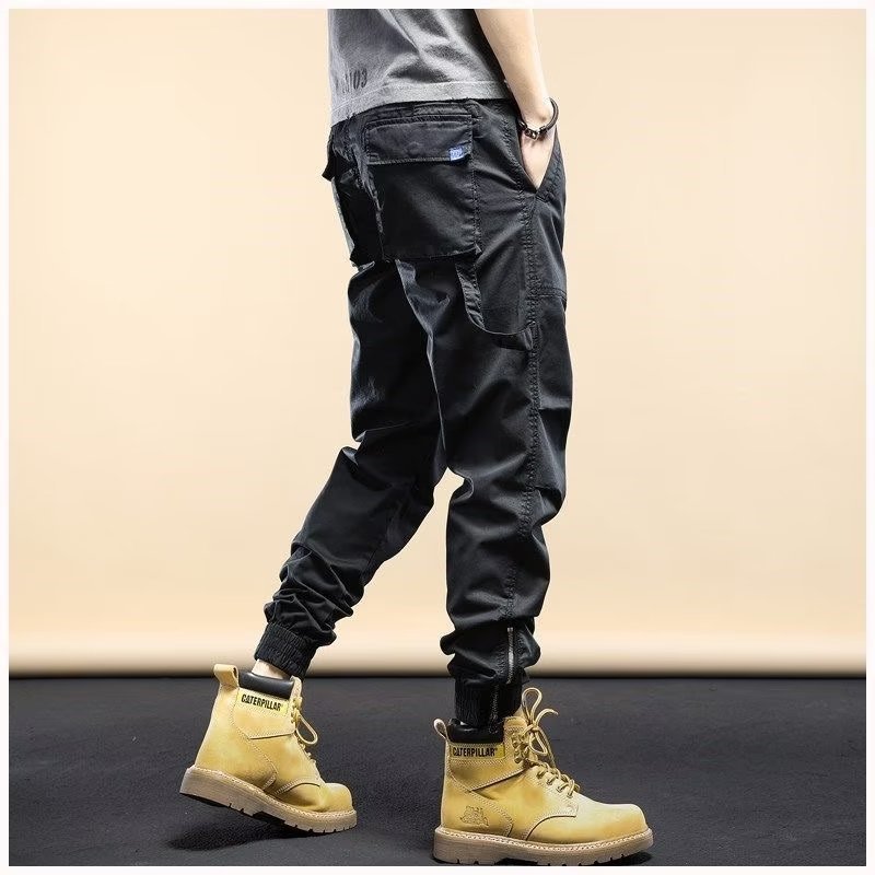 American Style Khaki Cargo Cool Spring Autumn New Trendy Men's Casual Loose Fit Jogger Pants_voghion.com