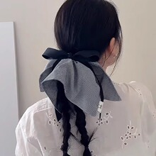 蝴蝶结方巾发圈超大号复古格子女马尾发圈后脑勺气质百搭大肠发圈