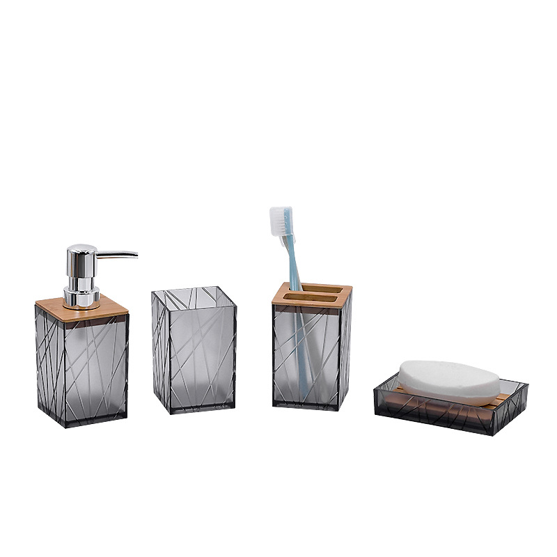 Diseñador creativo acrílico combinación cuarto de baño cuatro o cinco de seis piezas de baño traje de baño accesorios para el hogar