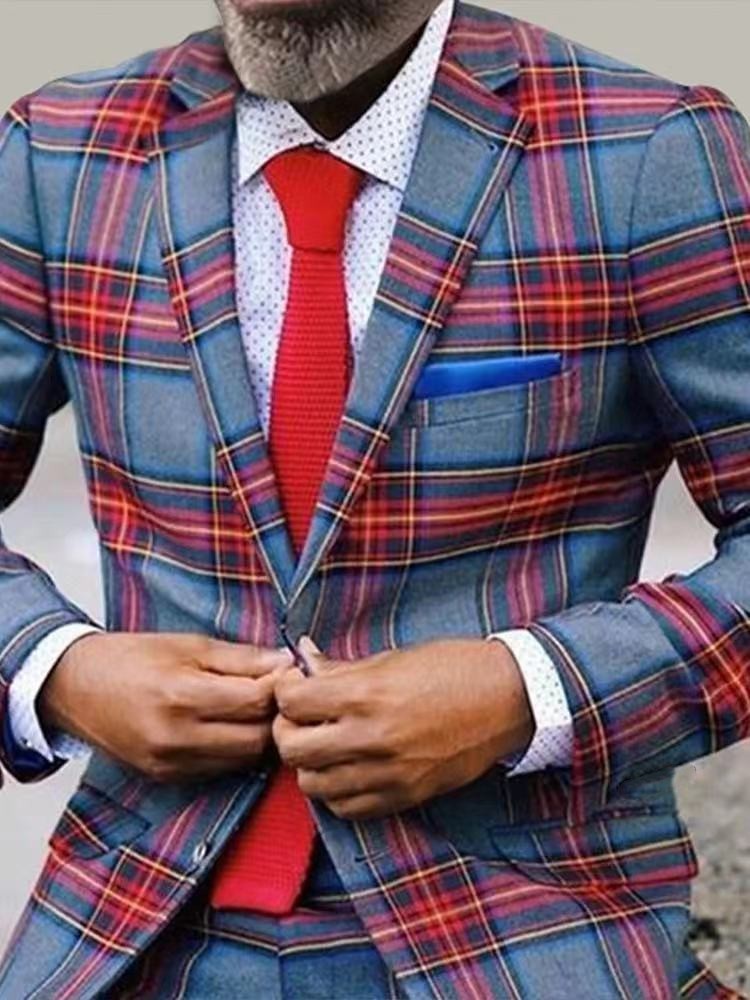 Nuevo comercio exterior transfronterizo primavera y otoño impresión digital reticular hombre traje casual traje casual chaqueta