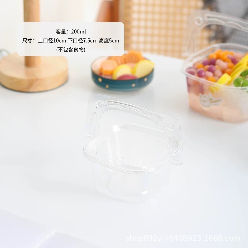 Caja de embalaje de corte de frutas Pastel de postre recién cortado Camping Picnic Excursión de primavera Caja de embalaje desechable portátil transparente