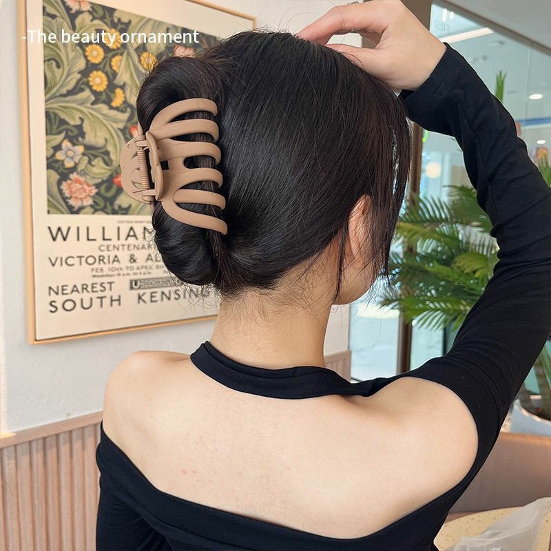 帮手描述图:大号复古气质磨砂南瓜抓夹盘发后脑勺加宽鲨鱼夹女头
