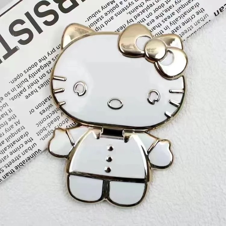 ハローキティ電気メッキ携帯電話ホルダー kt 猫漫画折りたたみホルダーバックステッカー携帯電話ホルダー化粧鏡ホルダー|undefined
