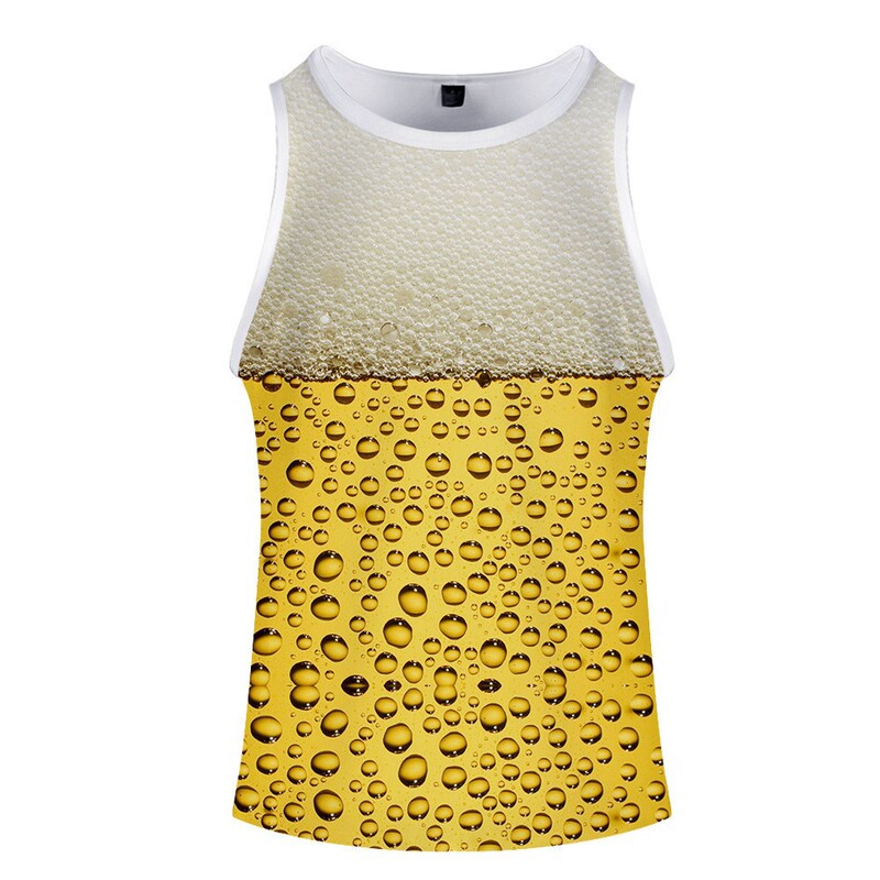 Factory direct Beer Day beer festival carnival bubbling beer 3D digital printing vest a generation of hair
