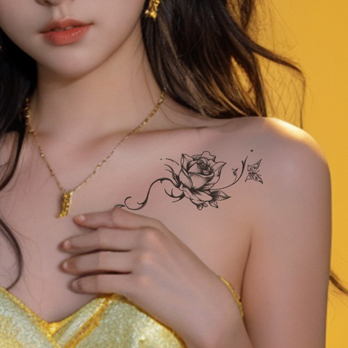 High-end floral herbal tattoo sticker waterproof for women, long-lasting simulation tattoo, non-reflective semi-permanent, arm, clavicle
