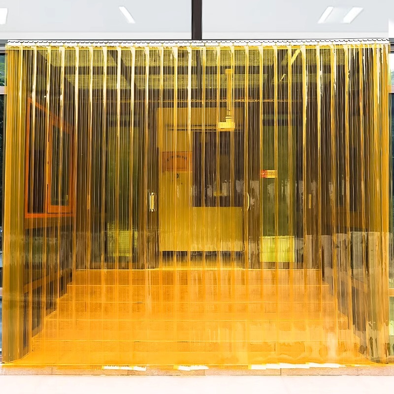 Yellow Door Curtain Food Factory Soft Door Curtain Reinforced Stripe Anti-mosquito and Insect-proof Workshop PVC Plastic Anti-sticking Warehouse Partition