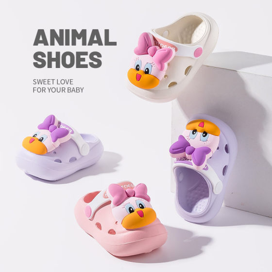 Fawn Milly Summer New Children's Slippers Cute Cartoon Wear-resistant Baby Indoor Boys and Girls Hole Shoes