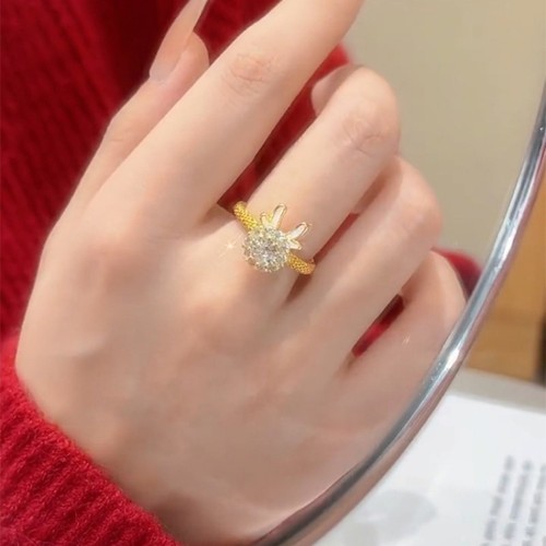 韩版时尚个性潮流锆石龙戒指可旋转手饰轻奢高级感气质百搭通勤女