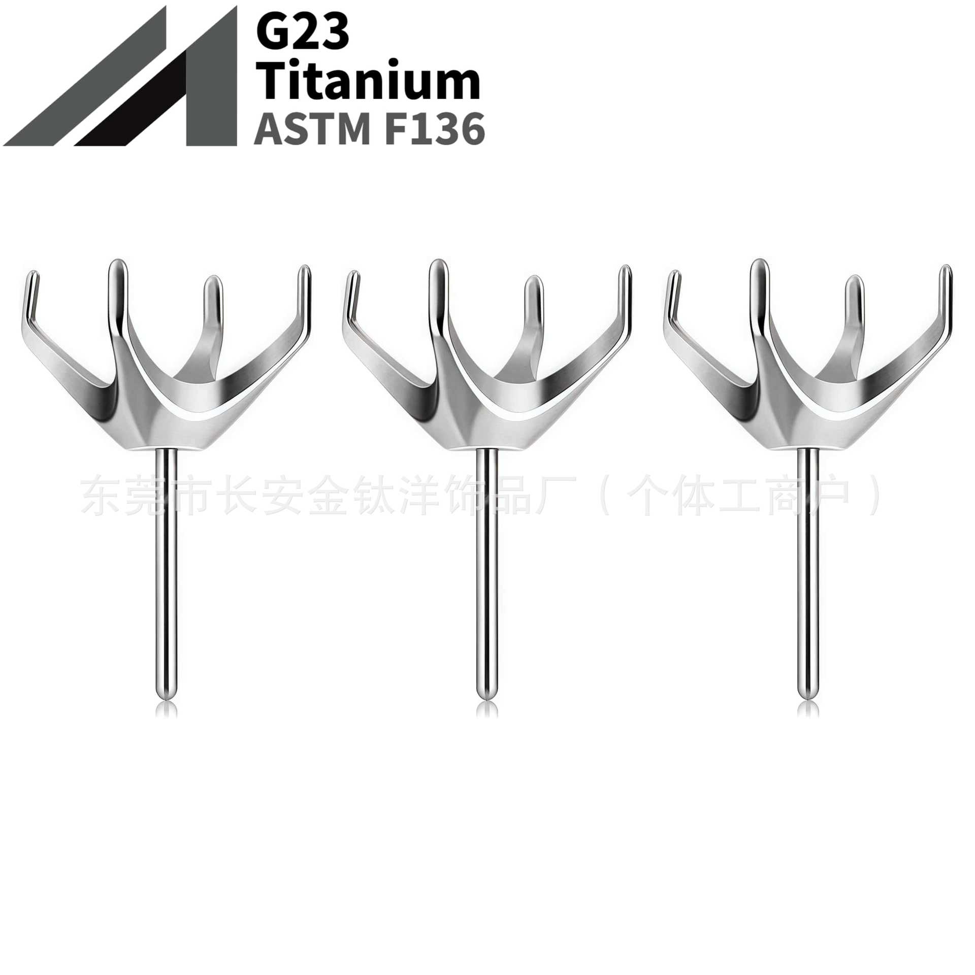 F136 Titanium Four-Prong CZ Stud Earrings Nose Stud Piercing Jewelry DIY Replacement detail image 8