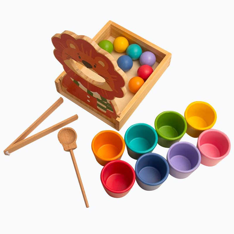 Mont 's Early Childhood Juguetes de rompecabezas Cognitivo de color emparejamiento Clasificación de ayudas didácticas para bebés Reconocimiento de entrenamiento perlas arco iris