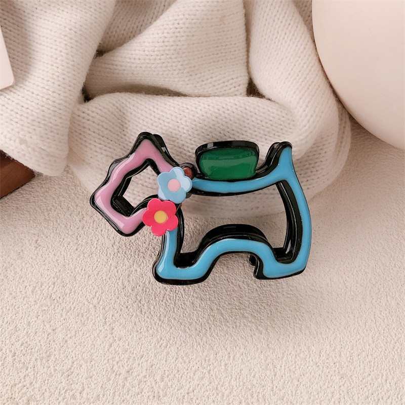 Linda flor perrito pinza para el cabello horquilla femenina de alta calidad clip simple de todo fósforo tocado clip de tiburón en la parte posterior de la cabeza
