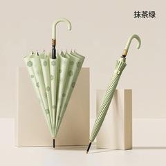 耐久性があり、水にさらされると花が咲きます、学生向けの晴雨兼用日傘、高見えする16本骨の大きな長柄ストレートポール