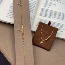 真金24K真空电镀强保色新中式国风竹子节节高升项链女金店同款