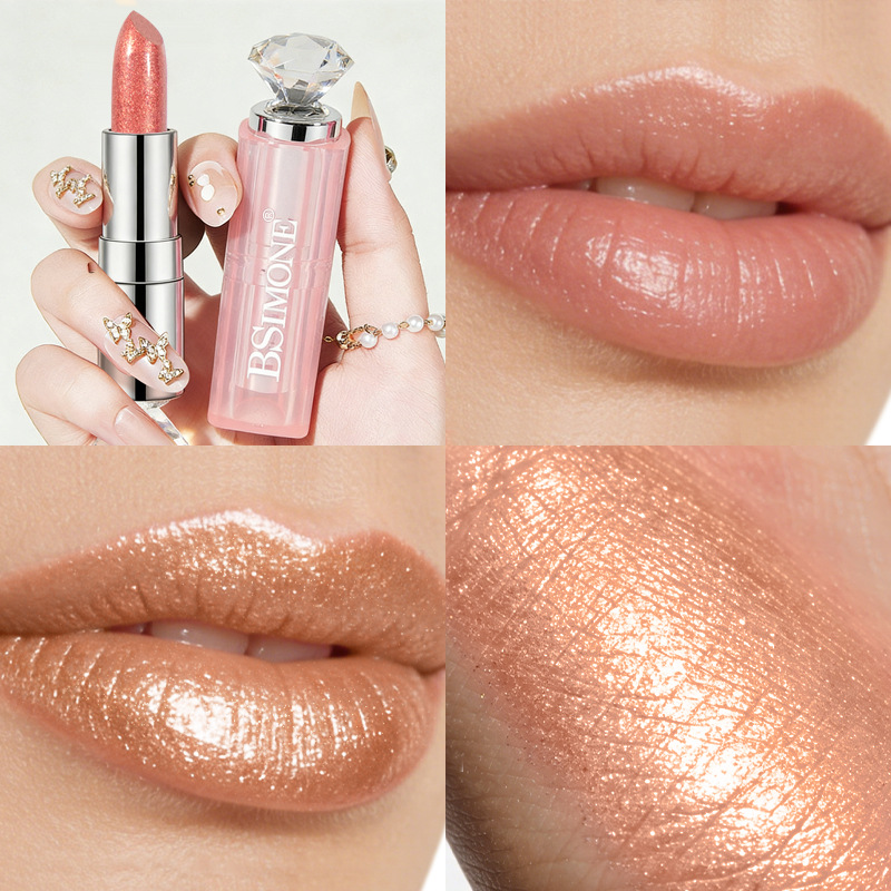 Lápiz labial metálico perlado de 8 colores, iluminador con brillo de diamante, fácil de aplicar, hidratante, de larga duración, venta al por mayor.