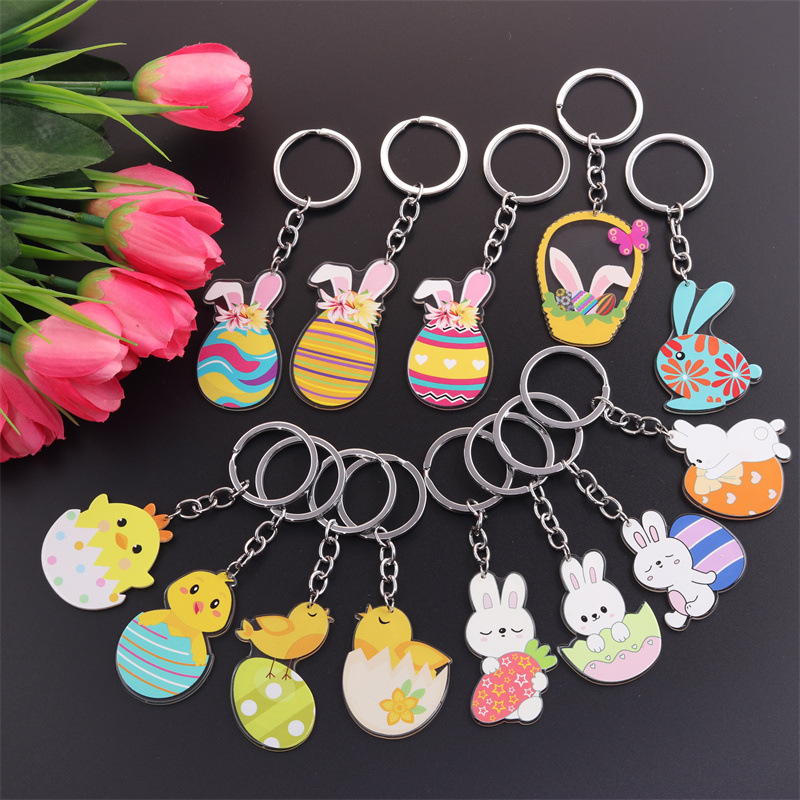 Style Simple Lapin Animal Acier Inoxydable Arylique Impression Pâques Porte-Clés display picture 2