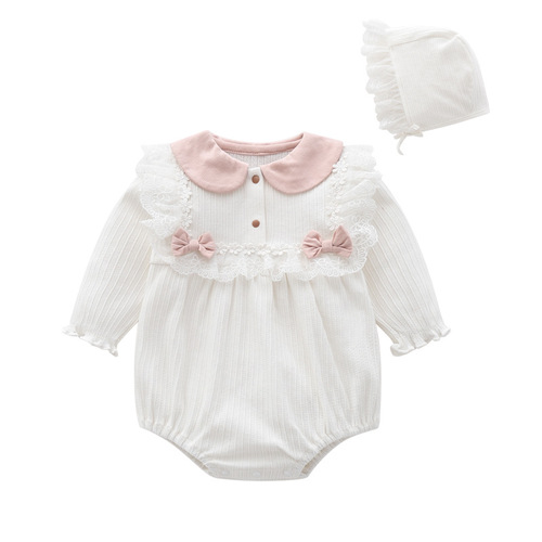 Girls' Spring and Autumn Style Korean Version Baby Bodysuit Newborn Clothes Long Sleeve Princess Style Top Baby and Toddler Clothing