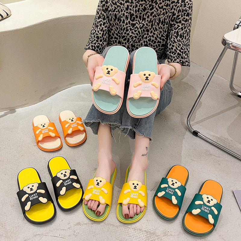 2021新款拖鞋女夏卡通小熊可爱居家外穿INS时尚软底可下水凉拖鞋|ru