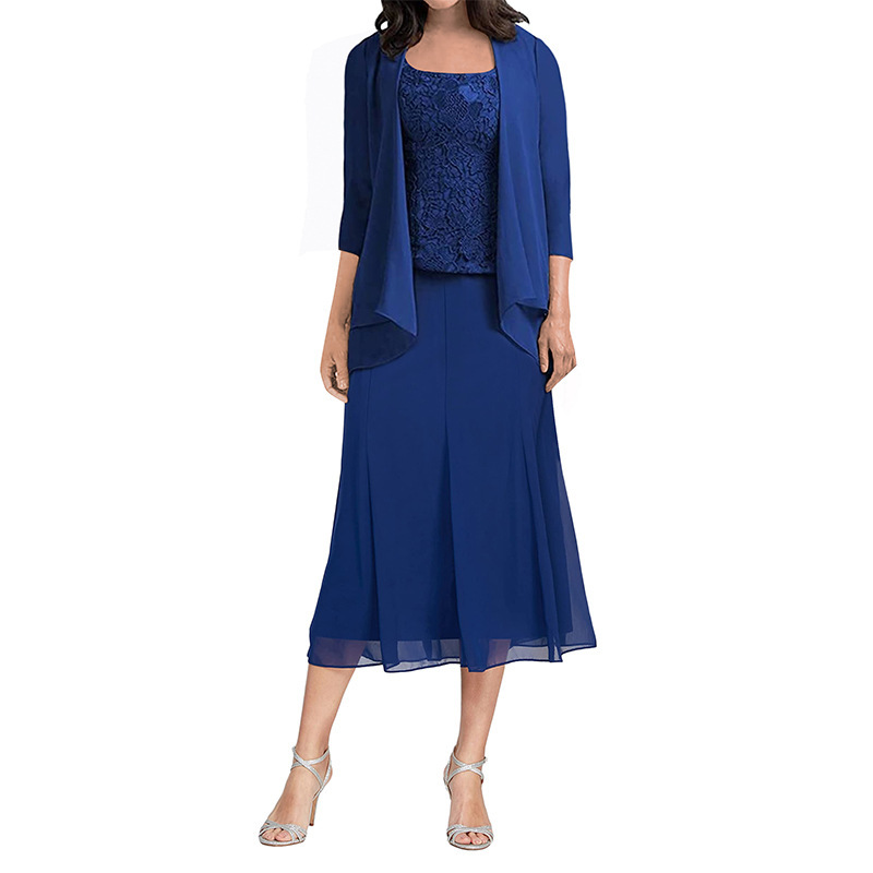 Comercio exterior Amazon vestido de noche de mujer nuevo matrimonio dos piezas temperamento delgado sin mangas fiesta regalos de celebridades medianos y largos