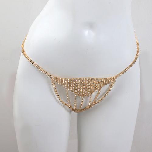 European and American cross-border hot selling sexy tassel rhinestone light luxury catwalk fashion week bra body chain female Body chain