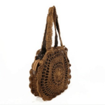 New style lace crochet bag, round straw bag, Korean sunflower women's bag, beach vacation leisure bag 