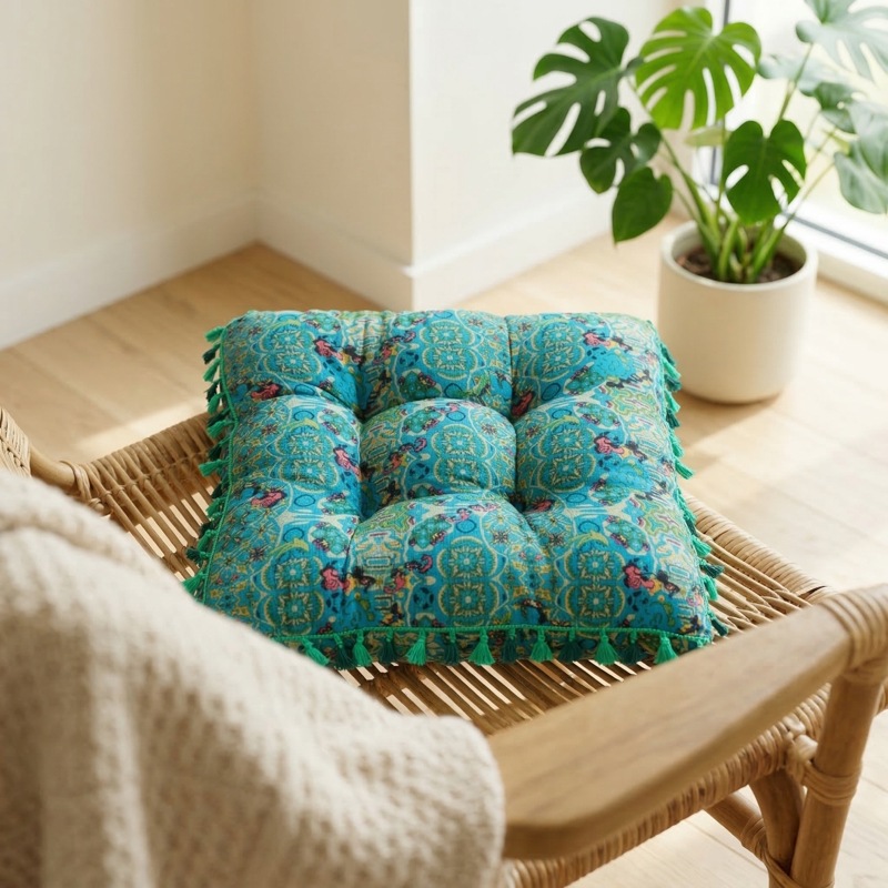 Amazon perezoso calabaza tela de algodón tatami cuadrado cojín casero cojín redondo espeso al por mayor spot