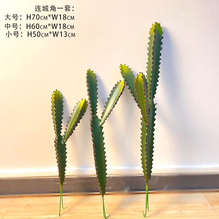 Simulación nórdica Planta verde Pilar de hadas Cactus grande piso interior sala de estar ropa tienda decoración de ventana