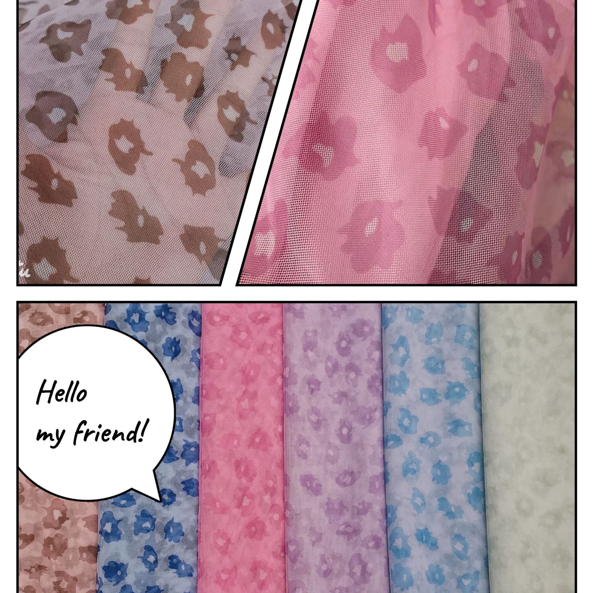 热卖款~柔软丝滑涤复丝网纱豹点印花 时尚大气款 裙装等网纱面料