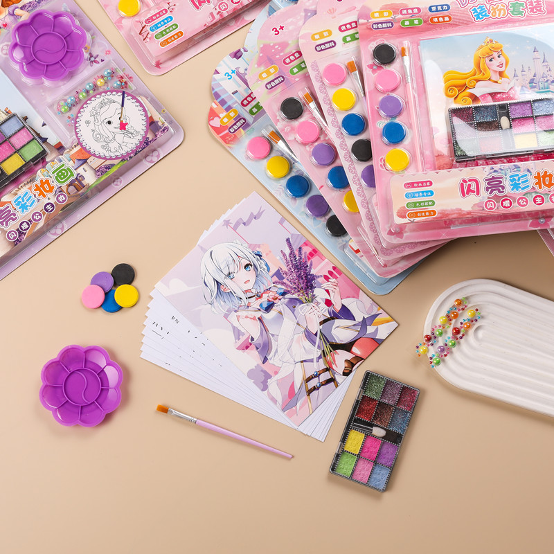 Pintura de maquillaje brillante Traje de vestir divertido de bricolaje para niños Vestido de princesa Pintura de maquillaje Traje de pintura de graffiti de acuarela