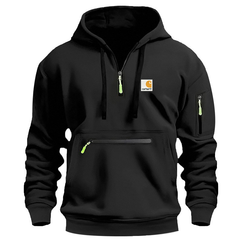 Cross-Border Best-Selling Carhartt Autumn and Winter Men's Multi-Zip Pullover Sweatshirt Loose Fleece-Lined Hoodie for Men