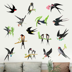 廠家直銷新款燕子樹枝小鳥鸚鵡牆貼畫客廳兒童臥室裝飾貼紙畫 G-9