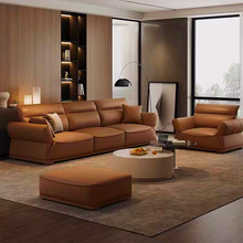 意式极简头层黄牛皮现代简约网红创意设计豆腐块客厅家具真皮沙发