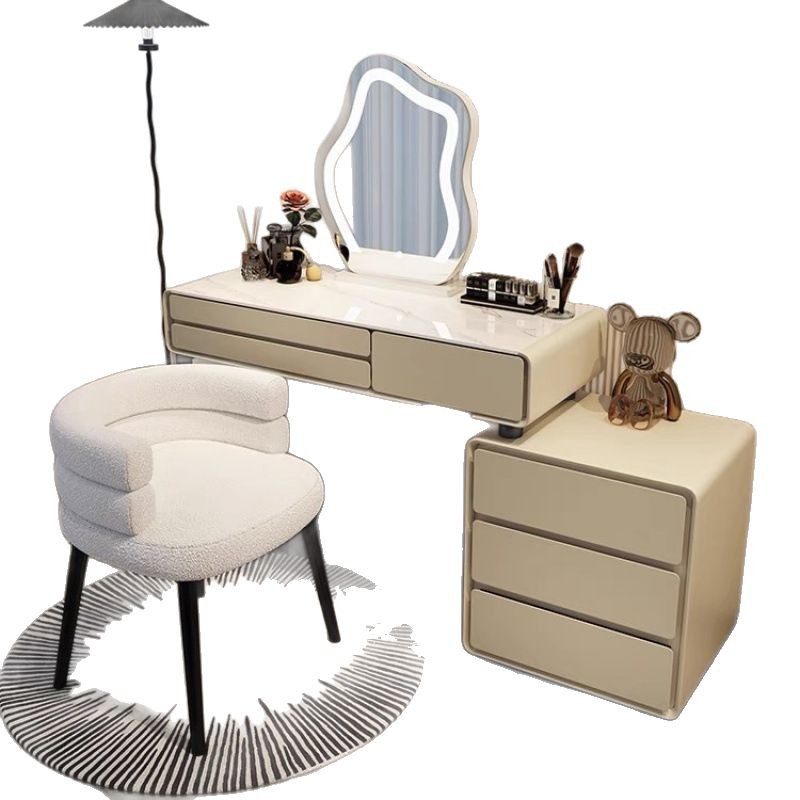 2025 nuevo estilo de lujo ligero de madera maciza cómoda dormitorio moderno simple esquina maquillaje armario de almacenamiento escritorio en uno