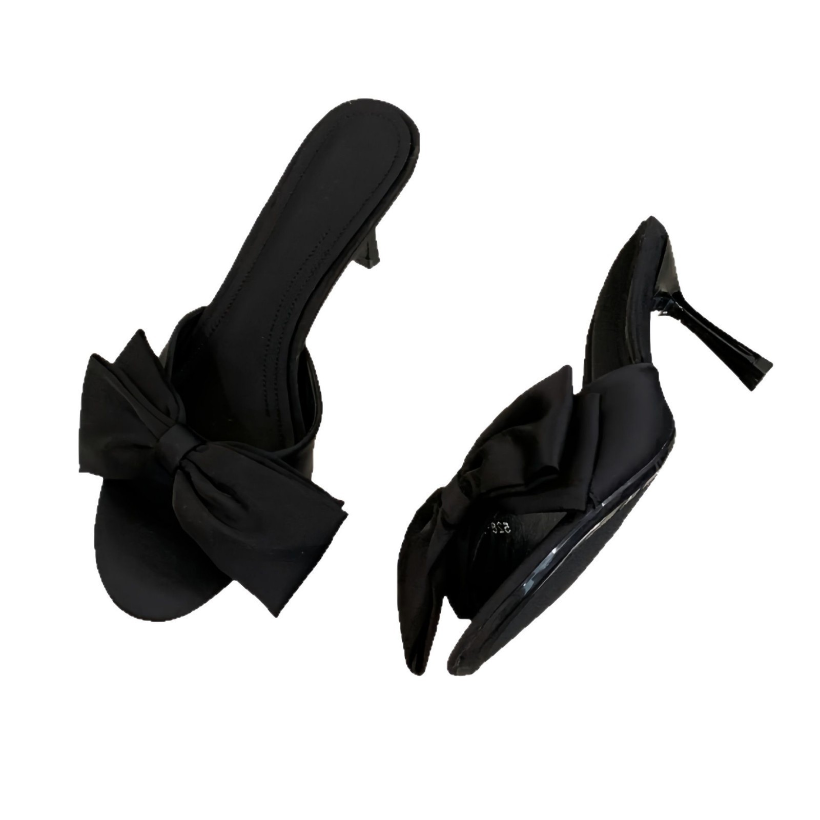 Ciabatte con tacco a spillo in raso e fiocco da donna_voghion.com