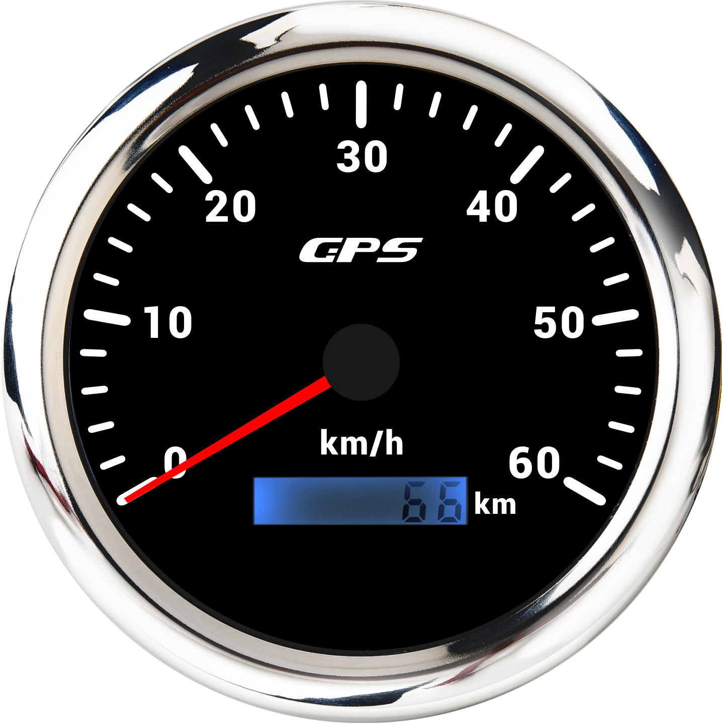 automobile instrument: Motuoche KM/H 12V 24V - silver-bezel-black-face-60kmh