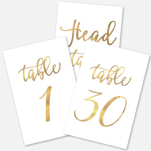 in stock hot wedding table number card 1-30 double-sided bronzing rose gold hot stamping card banquet 4*6inch
