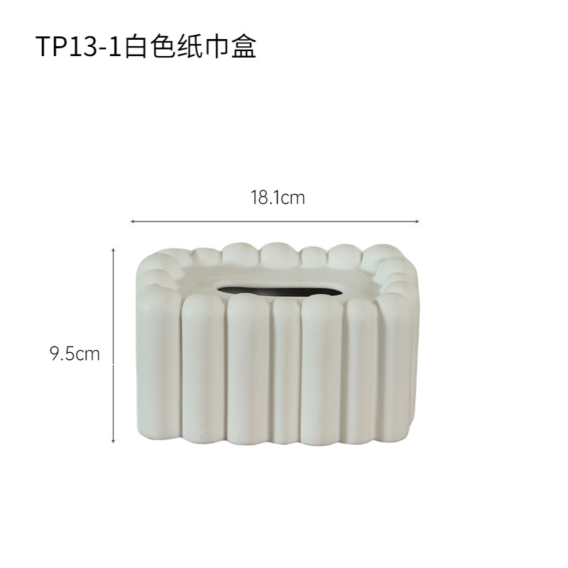 Ins cremoso viento cerámica caja de pañuelos decoración hogar sala de estar caja de dibujo simple escritorio decoración suave al por mayor