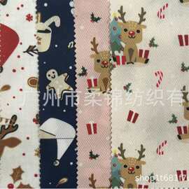 思蜜丝ribbon圣诞节diy黑红白雪花麋鹿印花布料批发跨境热卖 面料