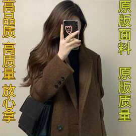 感超好看双面羊绒大衣中长款咖色毛呢外套女2026新款春秋