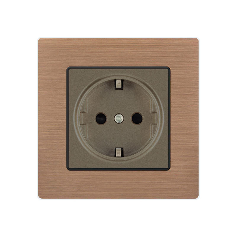 Foreign Trade 86 Type Switch Socket Panel, Coffee-Colored Brushed Aluminum, Concealed European and British Style Socket, Hotel Wall Switch