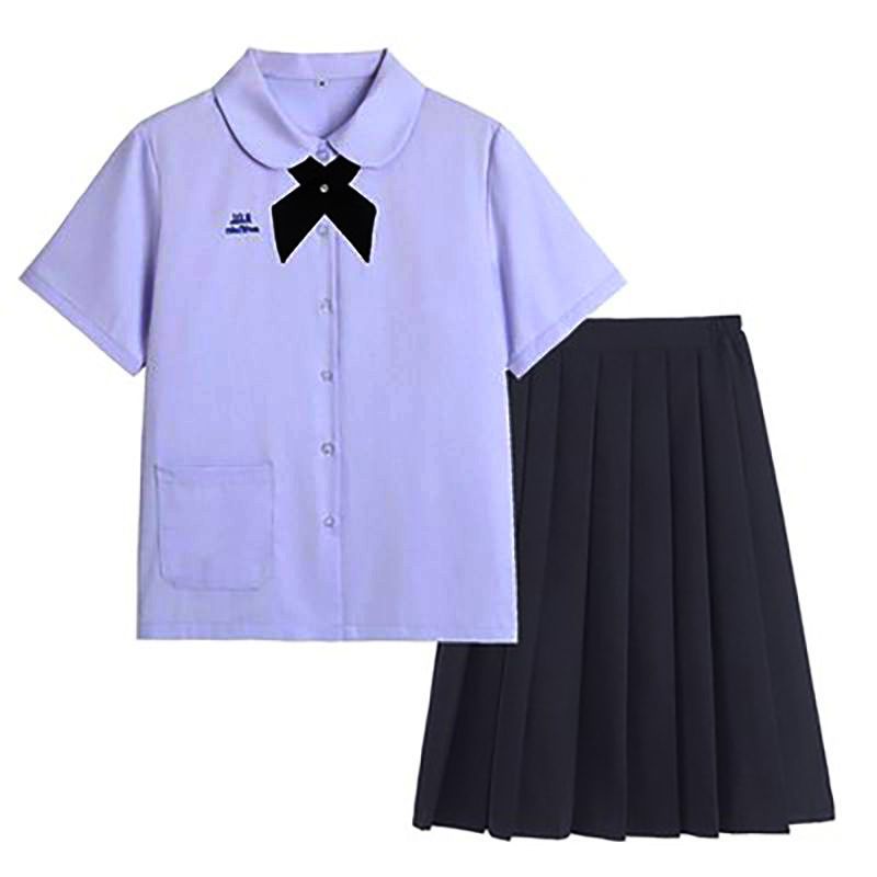 태국 학교 교복 대학 스타일 세트 중학교 학생 수업 원피스 셔츠 여성 반팔 주름 치마 중간 세트