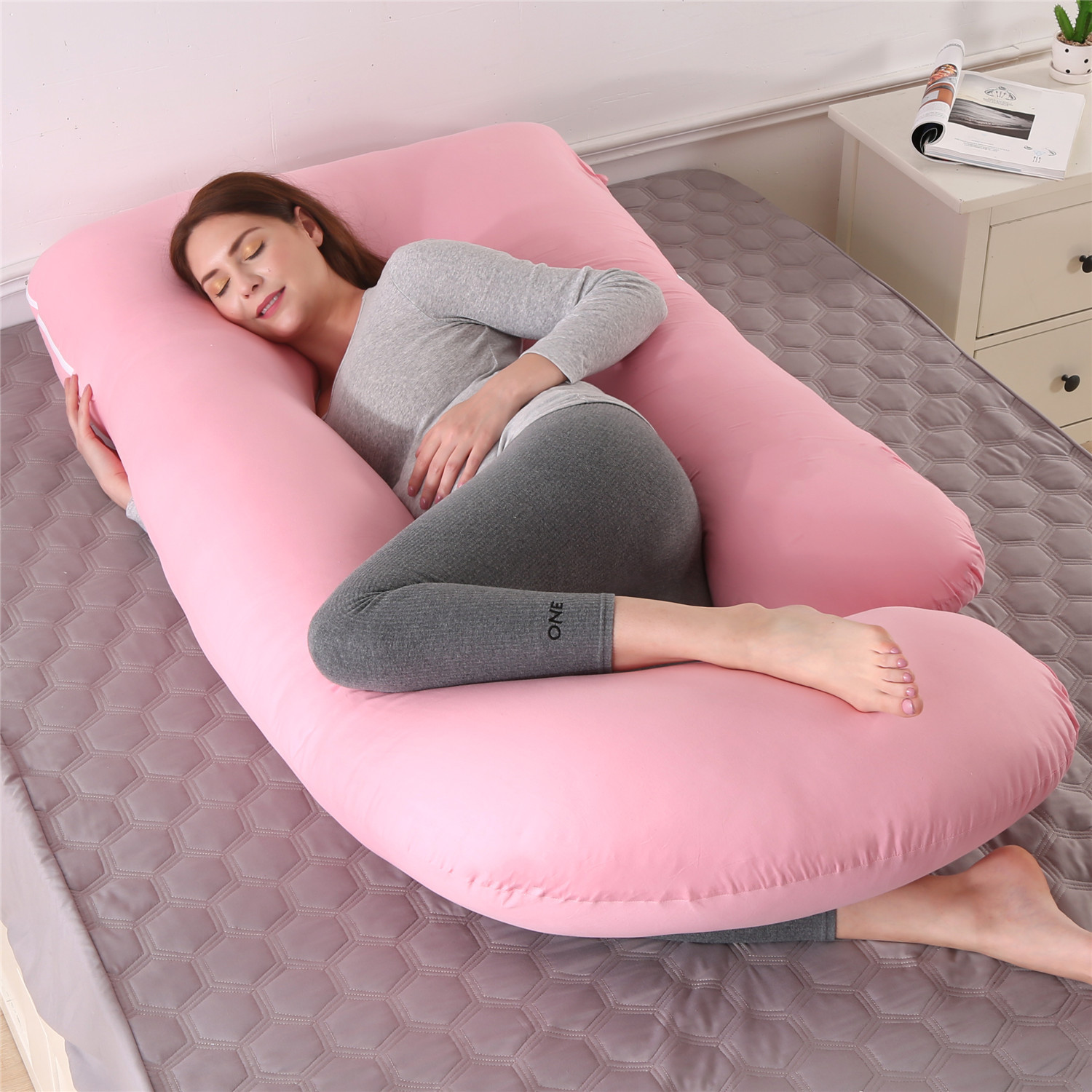 Almohada de maternidad lado dormitorio de algodón extraíble y lavable almohada de soporte de cintura en forma de G grande transfronteriza FÁBRICA DE Amazon almohada de maternidad al por mayor
