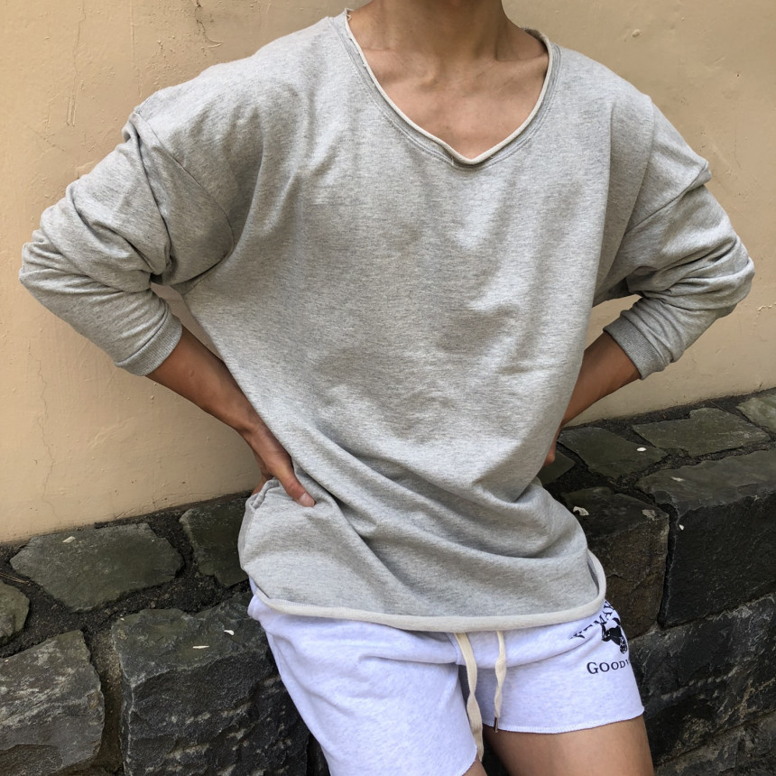 Men's Long Sleeved Sportswear Trendy Brand Muscular Fit Loose Fit Basketball Training Top Solid Color Sports Hoodie_viptrois.com