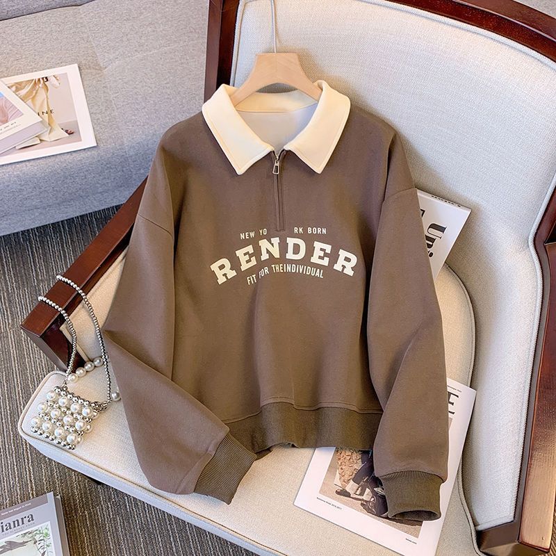 Polo Collar Sweatshirt for Women 2026 Spring and Autumn New Color-Blocking Long-Sleeve Thin Sweatshirt for Female Students Top Jacket Women's Foreign Trade Polo Collar Sweatshirt for Women 2026 Spring and Autumn New Color-Blocking Long-Sleeve Thin Sweatshirt for Female Students Top Jacket Women's Foreign Trade