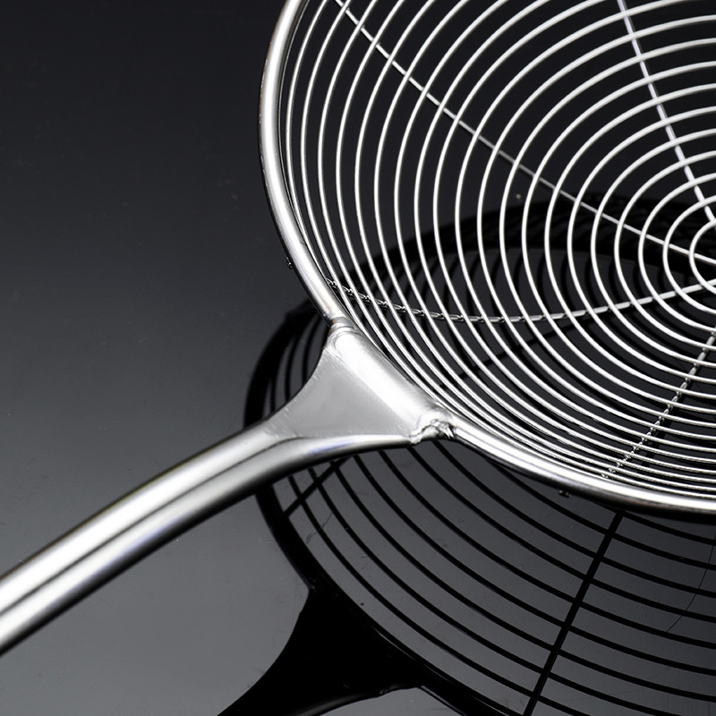 Colador de acero inoxidable, colador de alambre con mango de madera, colador de harina para hornear, colador grande, olla caliente, cuchara para freír, cocina casera