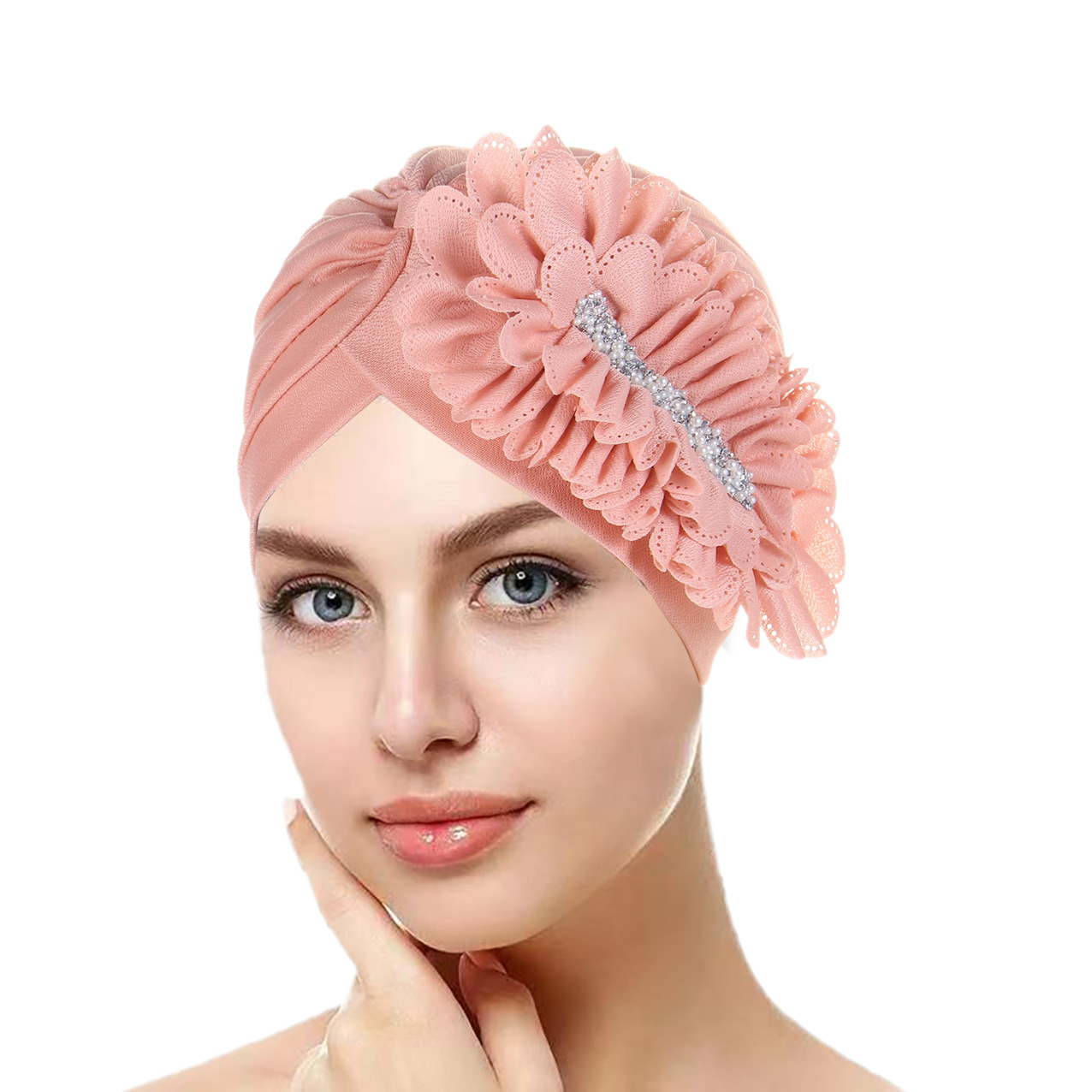 Turban Hat For Women With Diamond Appliqués Solid Colour Design_voghion.com
