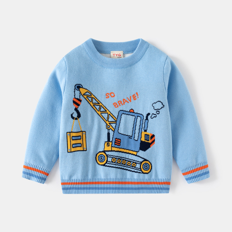 Nuovi vestiti autunno e inverno 2024, maglione lavorato a maglia con base in filo di cotone a doppio strato per ragazzi, macchina per appendere i bambini_voghion.com