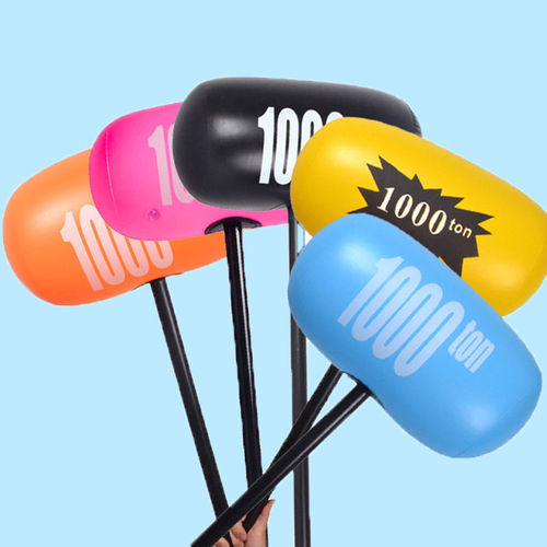 Large Color Thousand Ton Hammer Inflatable Toy 1000 Ton Black Hammer Cartoon Leather Hammer Floor Push Scan Code Gift Props