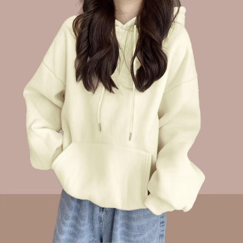 加绒连帽卫衣女情侣装2025秋冬宽松bf慵懒风休闲外套帽衫女装外贸|undefined
